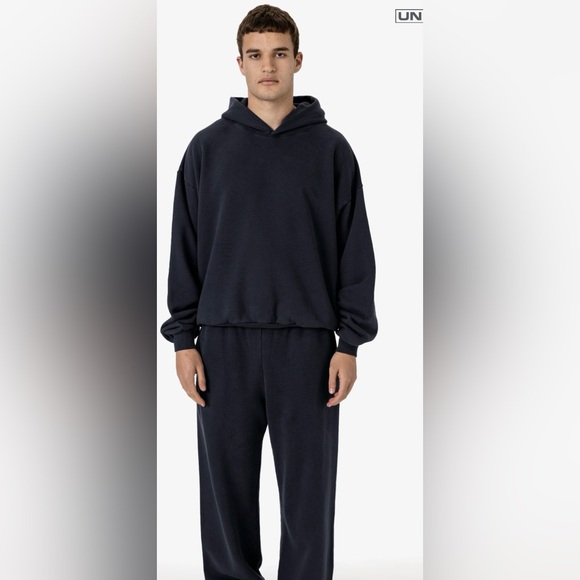 Los Angeles Apparel  6.5 oz GARMENT DYE PLUSH FLEECE HOODED PULLOVER SWEATSHIRT - Picture 1 of 9